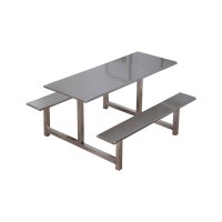 质凡餐桌椅组合一桌六椅组装四人位不锈钢食堂餐桌 加固4人位 120*60