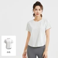 新款宽松网纱瑜伽短袖透气T恤运动健身上衣夏女跑步
