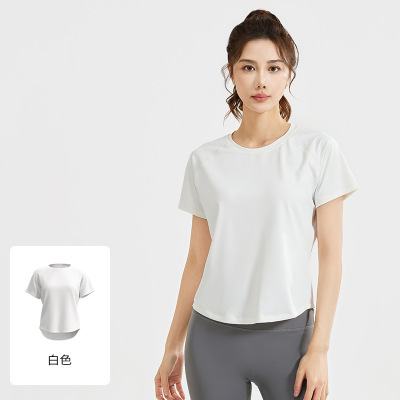 新款宽松网纱瑜伽短袖透气T恤运动健身上衣夏女跑步