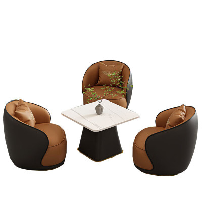 晋舰 洽谈沙发轻奢售楼处谈判沙发洽谈桌接待桌椅组合 方桌+3沙发