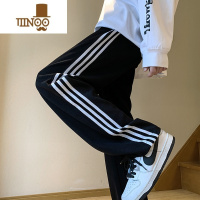YANXU三条杠卫裤男秋季潮牌感直筒运动裤子300克垂感休闲长裤