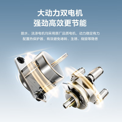 美的(Midea)双桶洗衣机 大容量 家用品质 双电机同洗同脱分区洗涤 FCS快净科技 一级能效 MP8DS136[-]