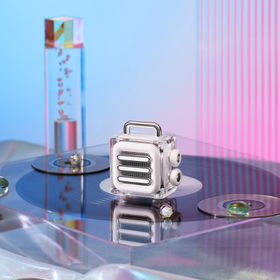 猫王收音机猫王音响冰块音响家用户外掌上小音响无线便携迷你小音响蓝牙音箱高保真防水生日礼物 皓月白