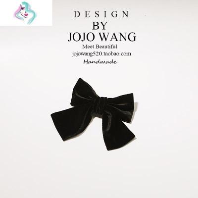 丝绒手工大蝴蝶结大发夹发饰头饰发圈韩国日系顶夹网红超美你那么美偏软版黑色鸭嘴夹（蝴蝶结约15cm)