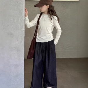 女童打底衫春秋新款中大童装内搭上衣T洋气时髦半高领长袖T恤