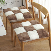 美帮汇加厚冬季毛绒拼块椅垫餐椅垫办公室毛绒学生椅垫屁垫