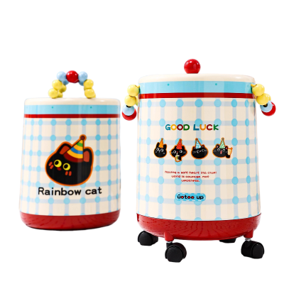 美好佳诗 轻奢多巴胺风可爱客厅卧室带盖卫生间垃圾桶 个