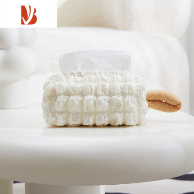 三维工匠纸巾盒客厅布艺创意纸袋汽车装饰ins风可爱奶油泡芙车载抽纸盒套 云雾白