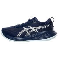 ASICS跑步鞋女缓震透气舒适耐磨蓝色白色条纹网面轻便公路户外