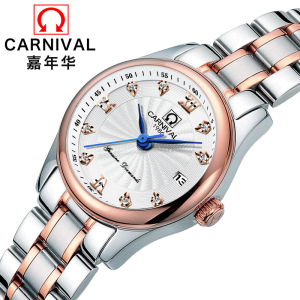 瑞士嘉年华Carnival手表新款女士时尚镶水钻石英表 女表日历防水精钢潮流 女神腕表小巧 全国联保8830L