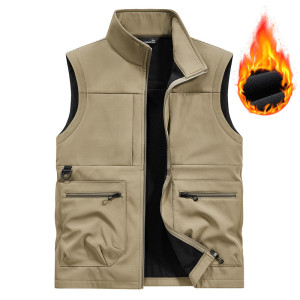 JPDUN复合软壳多口袋马甲男士大码户外背心摄影坎肩休闲马甲