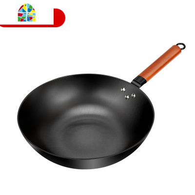 加厚锅无涂层家用平底炒锅3032老式生铁电磁炉煤气灶通用 FENGHOU [加厚升级款]32cm带盖