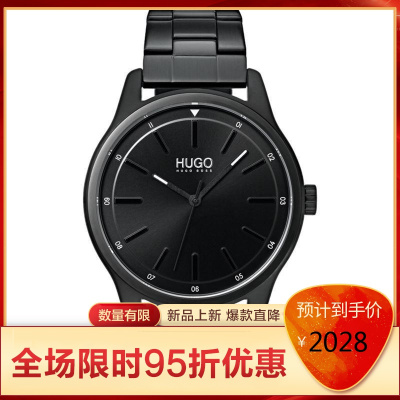 （Hugoboss）雨果博斯DareBlack42mm男士石英表时尚百搭商务休闲男士腕表2021经典款Black