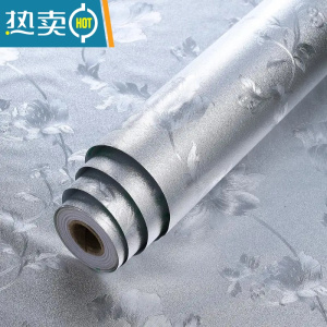 敬平7元 加厚厨房防油贴纸自粘防水墙贴锡纸铝箔防潮橱柜灶台贴 3米长*40厘米宽[银色芙蓉] ☆+送工