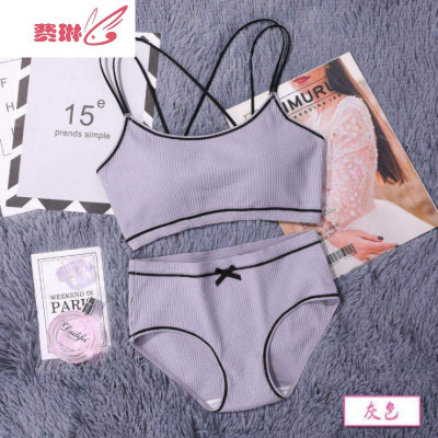 日系小清新可爱超薄无钢圈文胸聚拢薄款学生高中少女夏季内衣套装费琳