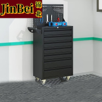 锦北汽修工具车移动工具柜多功能工具箱 标配[黑色]七抽工具车+挂板