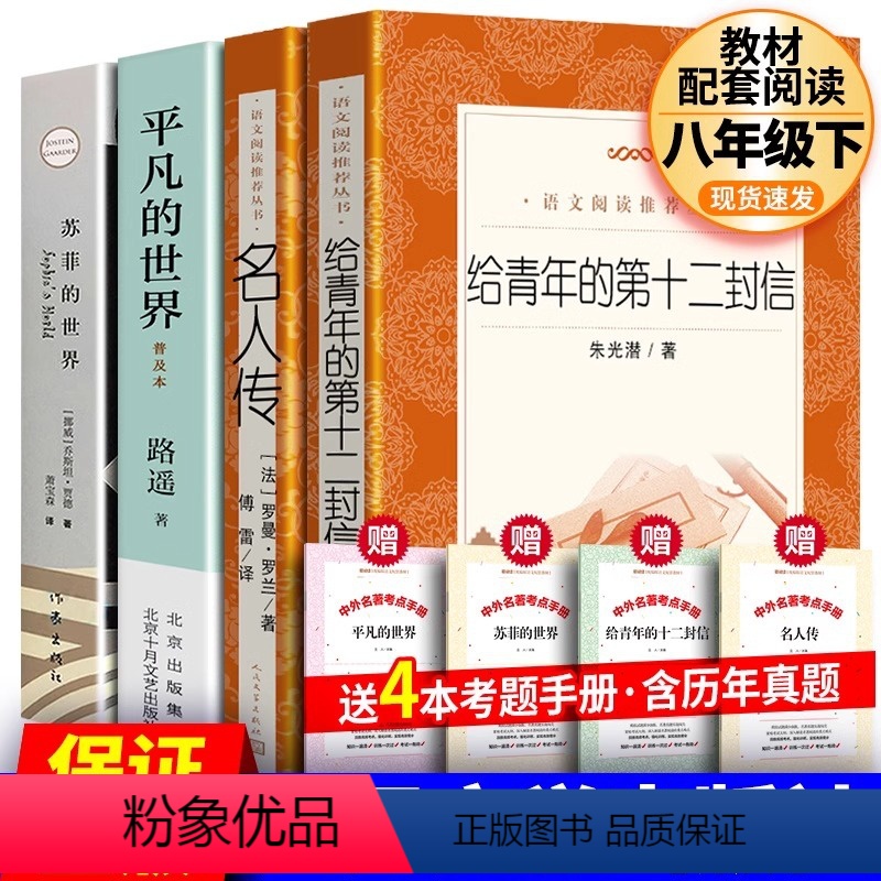 全4册 八年级下册选读书 [正版]名人传 罗曼罗兰著 傅雷译 原著书初中版书籍 统编语文世界名著小说成人版小学生初中生