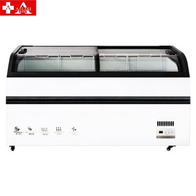 埃利斯(AILISI)商用弧形岛柜 冰淇淋冷冻冰柜商用展示柜 卧式冷柜 超市便利店陈列柜SD/SC-400(白色)