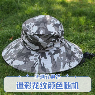 休闲户外登山钓鱼帽子渔夫帽男士夏季新款骑行旅行大檐防晒遮阳帽