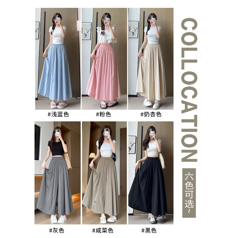 冰丝山本裙裤女薄款夏季2026新款高腰显瘦小个子黑色肌理感阔腿裤