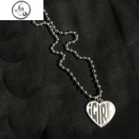 ins圆珠链爱心字母iGIRL吊坠心形钛钢项链土酷蹦迪少女桃心锁骨链 JiMi