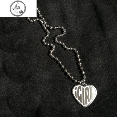 ins圆珠链爱心字母iGIRL吊坠心形钛钢项链土酷蹦迪少女桃心锁骨链 JiMi