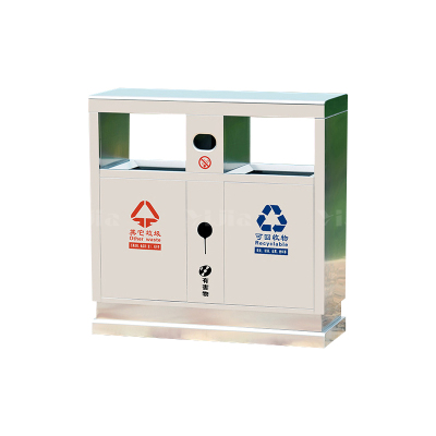 翌嘉YJ4070404 不锈钢分类垃圾箱公共场合环卫果皮箱户外垃圾桶 201不锈钢永康桶原色