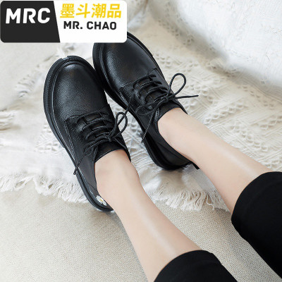黑色英伦风小皮鞋女软皮jk鞋2020春季新款学生百搭单鞋布洛克鞋子墨斗潮品休闲鞋