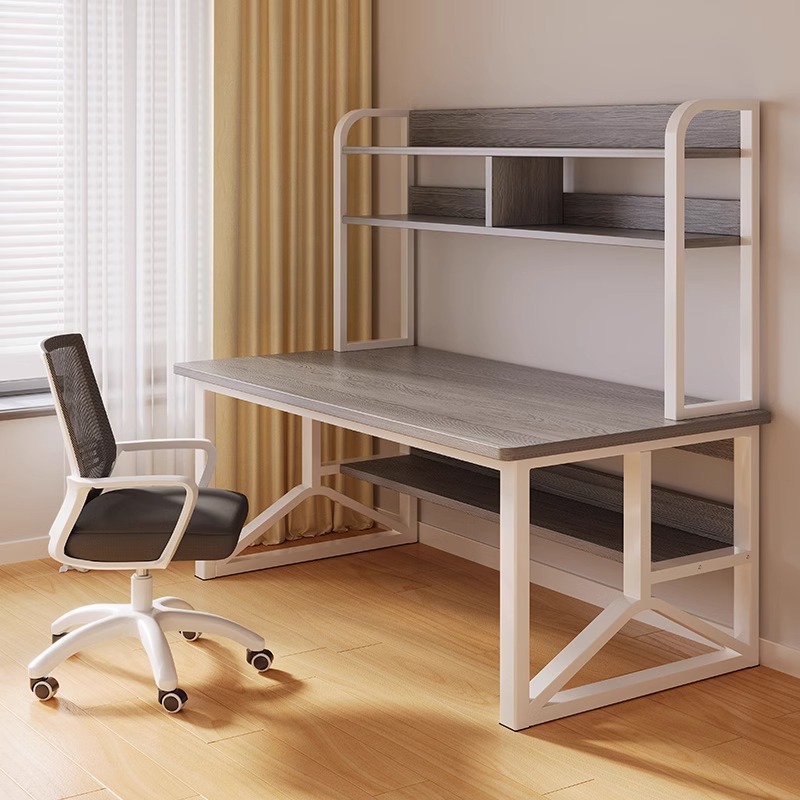 书桌书架一体桌台式电脑桌卧室简易家用学生学习桌初中生写字桌子