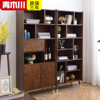 青木川 简约现代北欧全实木书柜带门 书柜书架 自由组合两门小户型客厅卧室书房展示柜置物架学生书橱