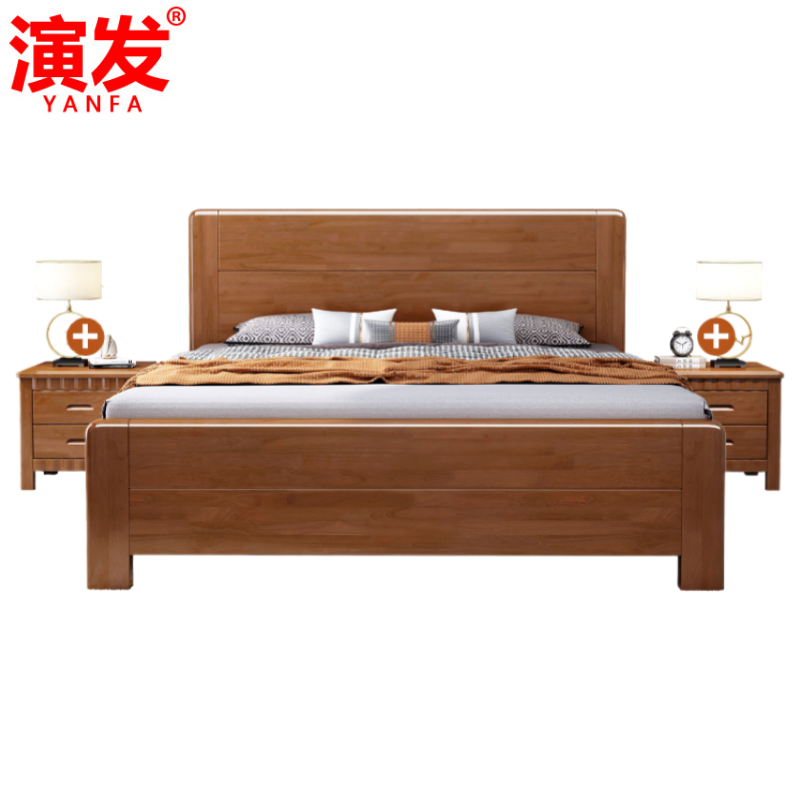 演发 木床+2床头柜