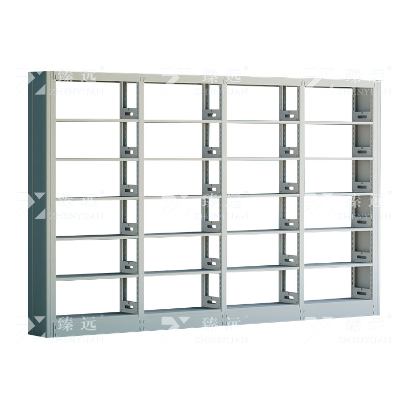 臻远 ZY4072604 钢制书架图书馆书架资料架 单面6层一列四组白色 3700*300*2000