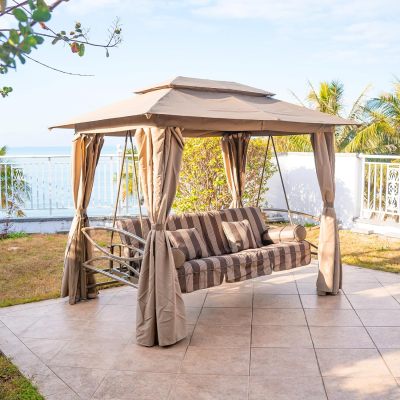 紫叶户外秋千摇椅铁艺吊床花园庭院秋千床室外院子三人秋千椅躺床