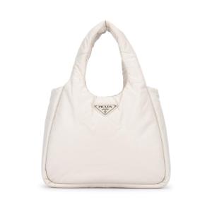 普拉达(PRADA)羊皮材质柔软细腻女士单肩包百搭通勤手提斜挎包日 BIANCO