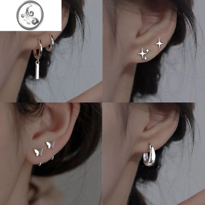 JiMi925银耳环女耳扣2023年新款小众设计高级感耳坠耳钉耳圈耳饰秋冬