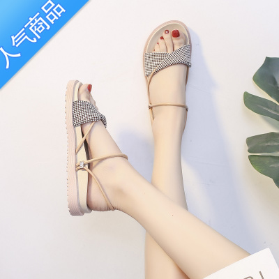 SUNTEK两穿凉拖鞋女2023夏季新款平底百搭沙滩鞋仙女风外穿配裙子的凉鞋