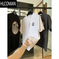HLCOMANIN BE 科技冷感面料!复古印花!夏季男士舒适透气圆领短袖T恤