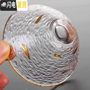 三维工匠日式描金玻璃小茶杯耐热迷你锤纹主人杯品茗单杯茶盏功夫茶碗茶具 金边斗笠纹身款[描金款60]满4只8折2只9折