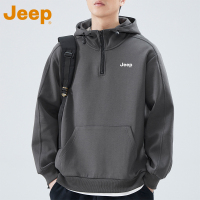 JEEP吉普春季半拉链卫衣男士重磅休闲2025新款百搭连帽上衣服男装