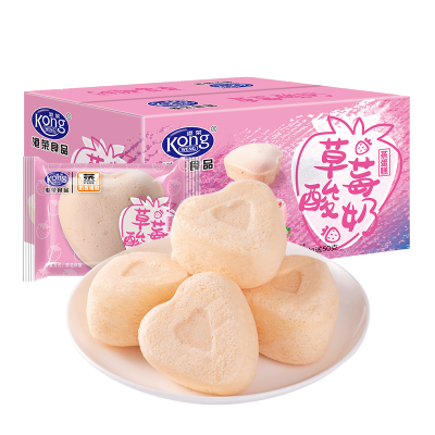 港荣(KongWENG)蒸蛋糕草莓酸奶蒸蛋糕750g好吃的糕点心早餐面包加送50克