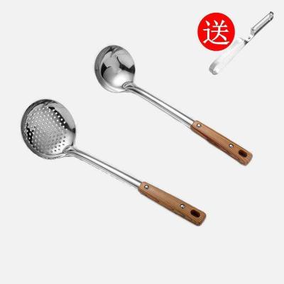 。厨具套装加厚不锈钢锅铲火锅勺汤勺漏勺饭勺厨房用品煎铲炒菜铲 敬平 加厚漏勺+汤勺铲类