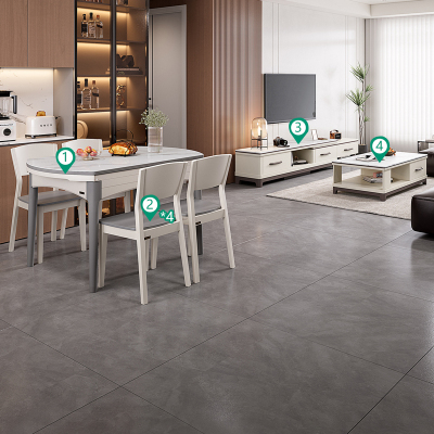 现代简约岩板茶几电视柜功能餐桌餐椅客餐厅套装