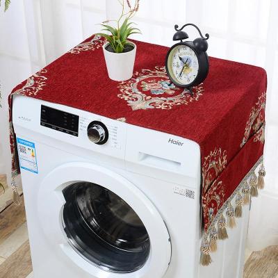 欧式洗衣机盖布盖巾防尘罩滚筒长方形台布冰箱单开喜庆结婚伊人－红68*175cm（对开门冰箱可用）