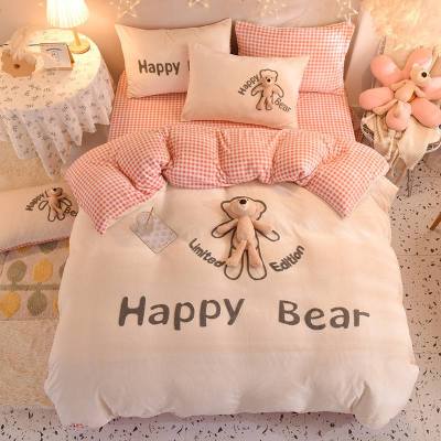 冬季卡通风牛奶绒保暖四件套法莱绒宝宝绒珊瑚绒被套床单床上用品