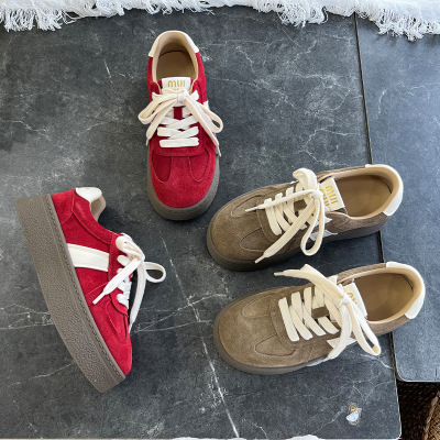 新款真皮德训鞋秋季厚底增高运动鞋女休闲百搭小白鞋户外女鞋