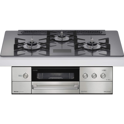 日本原装进口RINNAI/林内燃气灶电源款嵌入式烤箱灶DELICIA浅黑色RHS71W31E15VCASTW天然气