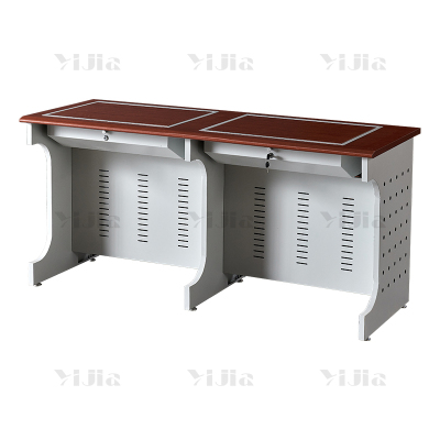 翌嘉 隐藏式翻转电脑桌培训桌多媒体学习桌办公桌B款双人位1600*600*750mm
