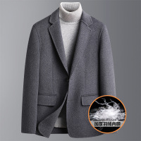 双面呢羊毛西装秋冬新款脱卸羽绒内胆羊毛西服男士保暖休闲呢外套