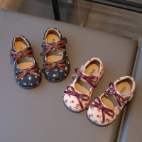 女童公主鞋春秋新款儿童鞋子蝴蝶结洋气女孩软底宝宝小皮鞋潮