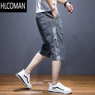 HLCOMAN2024年新款夏季薄款七分牛仔短裤男士宽松直筒休闲中裤男士五分裤